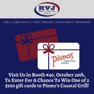 Visit Booth 40 to enter for a chance to win one of 2 $100 gift cards to Pismos Coastal Grill